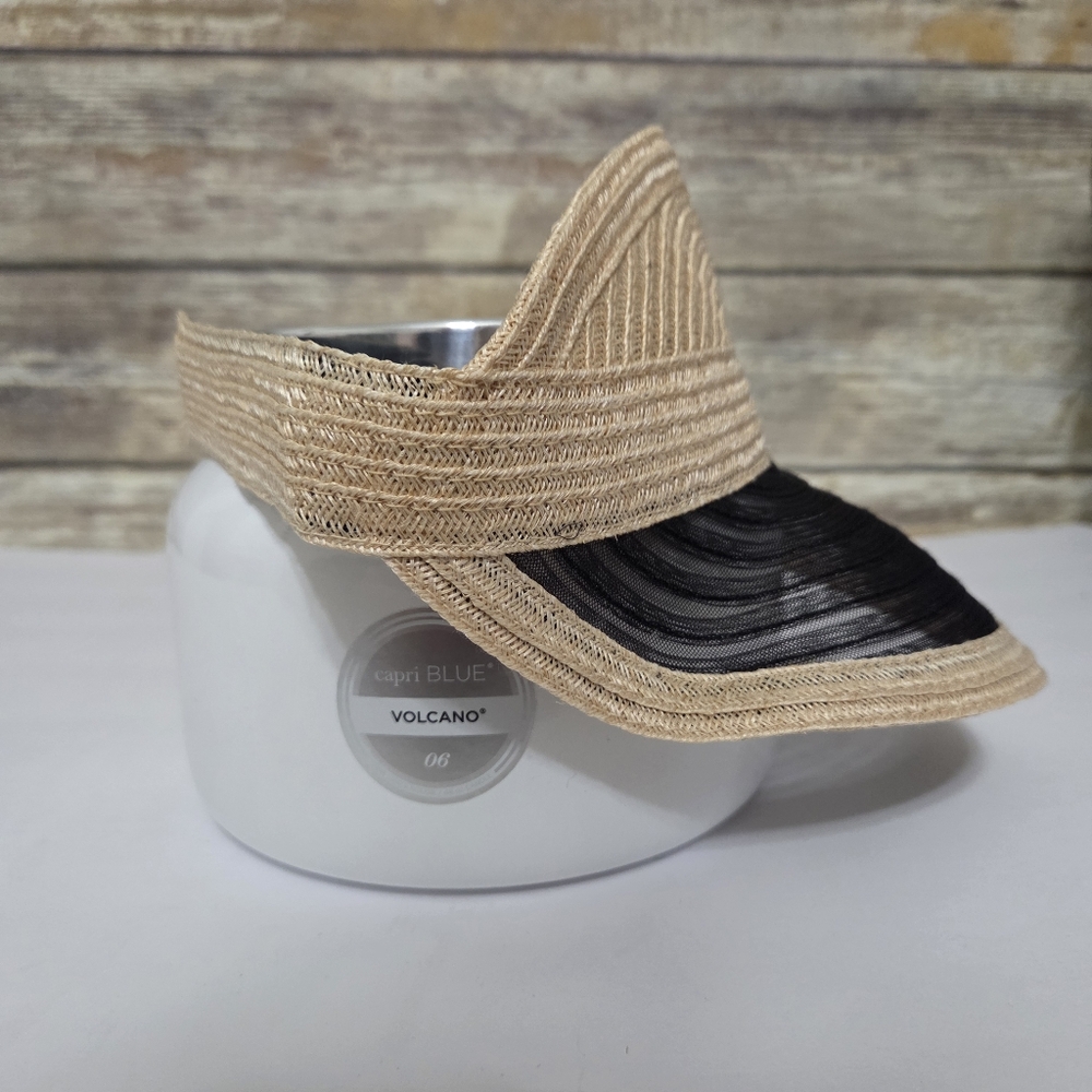 Eugenia Kim VICKY Straw Woven Weave Mesh Sun Visor Hat Accessory Natural - Picture 4 of 9